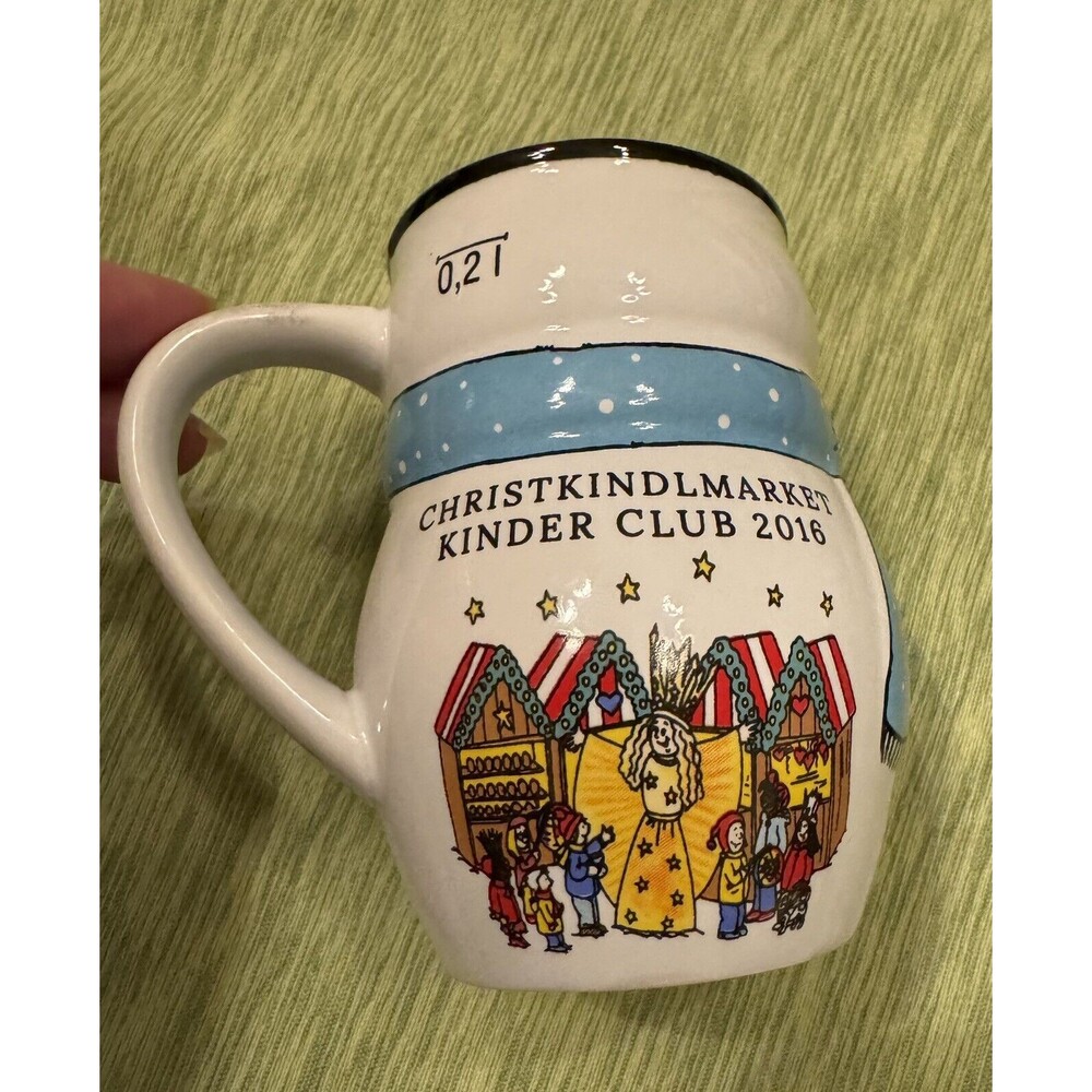 Christkindlmarket Chicago 2016 Mug Stein Kinder Club Snowman Blue Scarf‎ - Picture 2 of 6